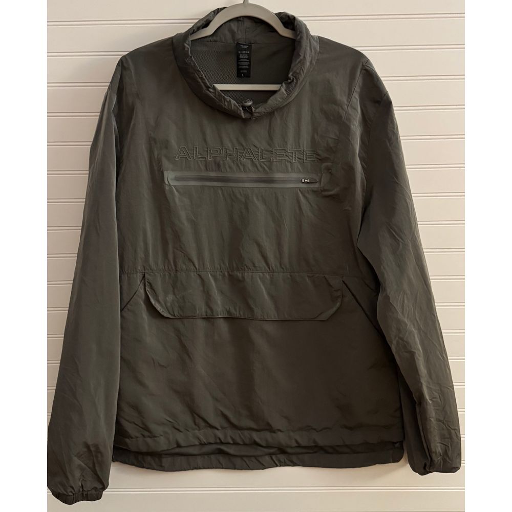 Alphalete Lightweight Pullover Windbreaker Jacket Half Zip Olive‎ Green Large